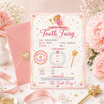 Tooth Fairy Official Receipt: Editable Canva Template (Digital Download) __etsy:7991731012