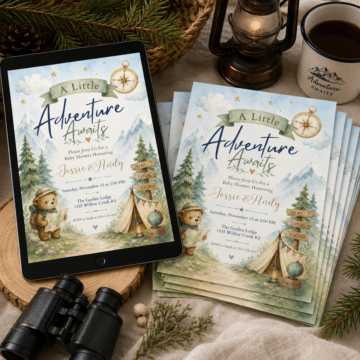 Travel Theme Farewell Party, Adventure Awaits Baby Shower Invitation, Airplane Editable, Retirement Party Invitation, Canva Template __etsy:8074602320