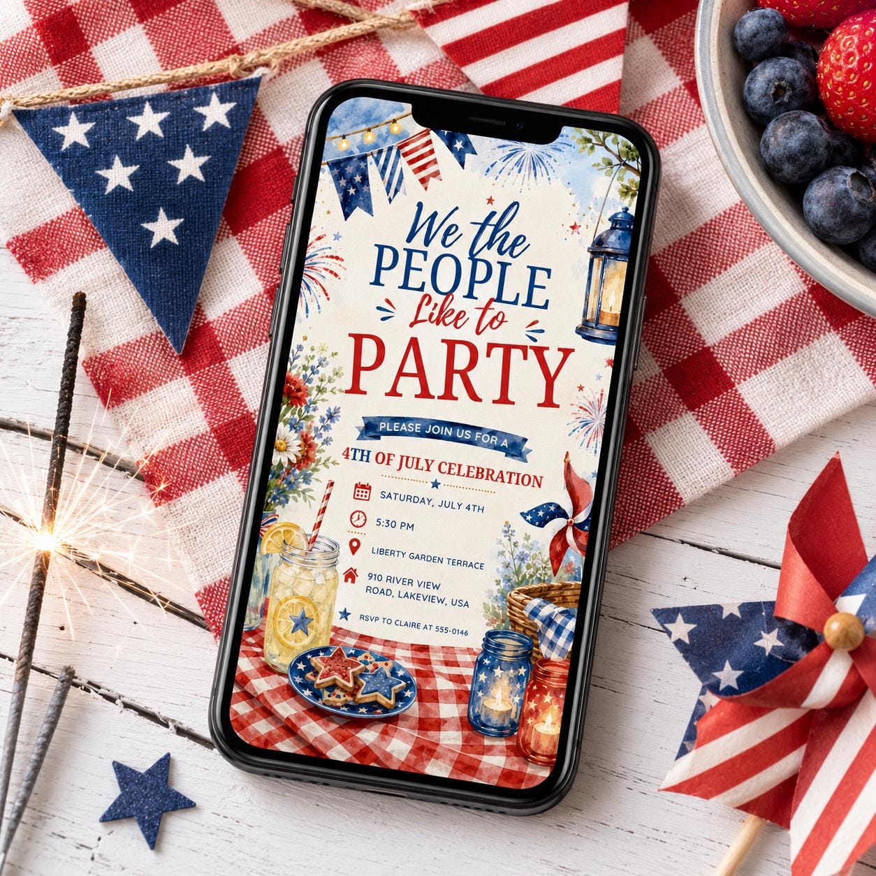 We The People Like to Party 4th of July Invitation, 4th of July BBQ Invite, Party in the USA, Independence Day Party, Red White & Blue Party __etsy:8128812387