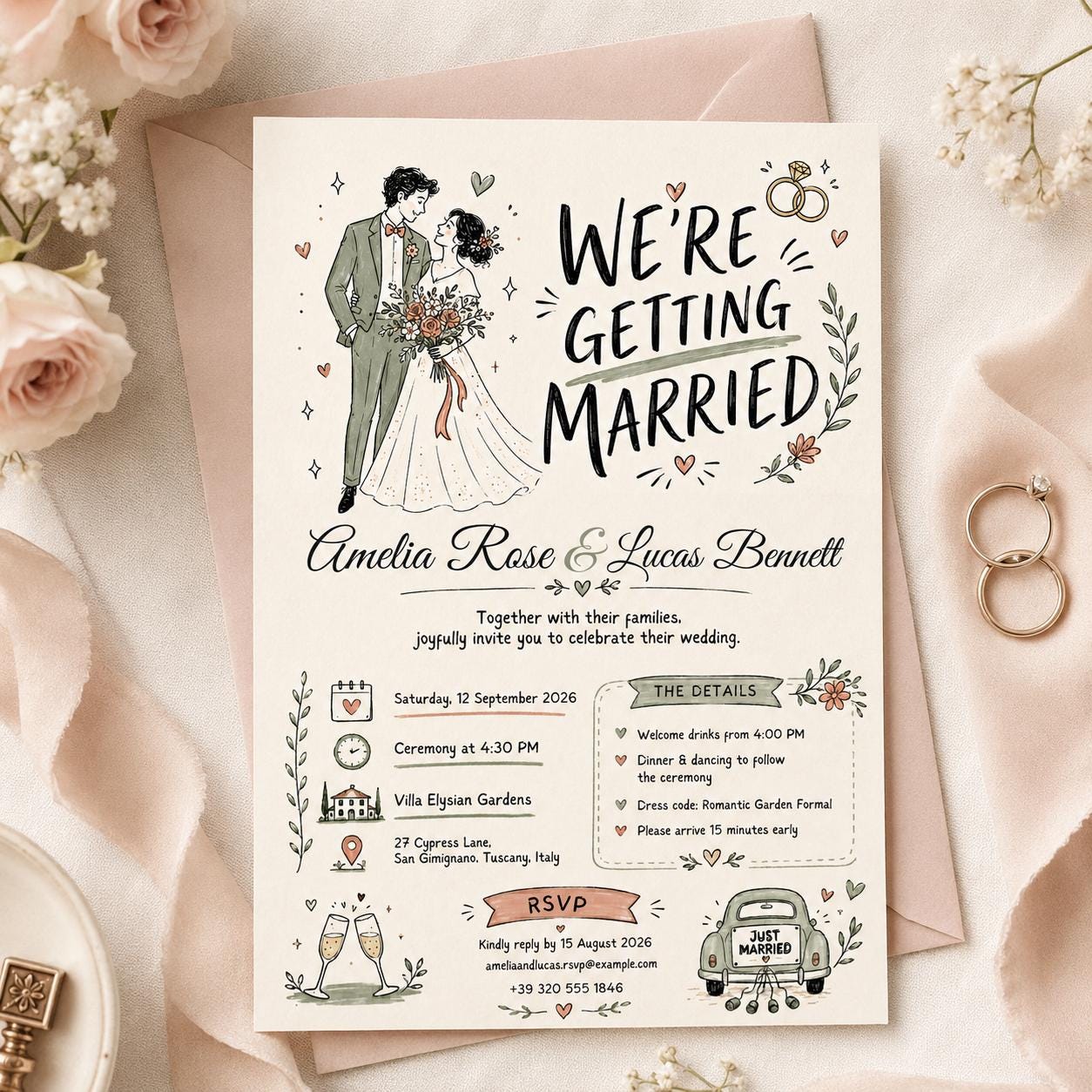We're Getting Married , Wedding Invitation Template, Editable Canva Design for Any Event, Save the Date Invitation, Canva Template __etsy:8050442209