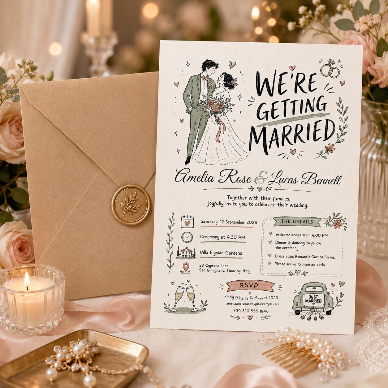 We're Getting Married , Wedding Invitation Template, Editable Canva Design for Any Event, Save the Date Invitation, Canva Template __etsy:8002517632