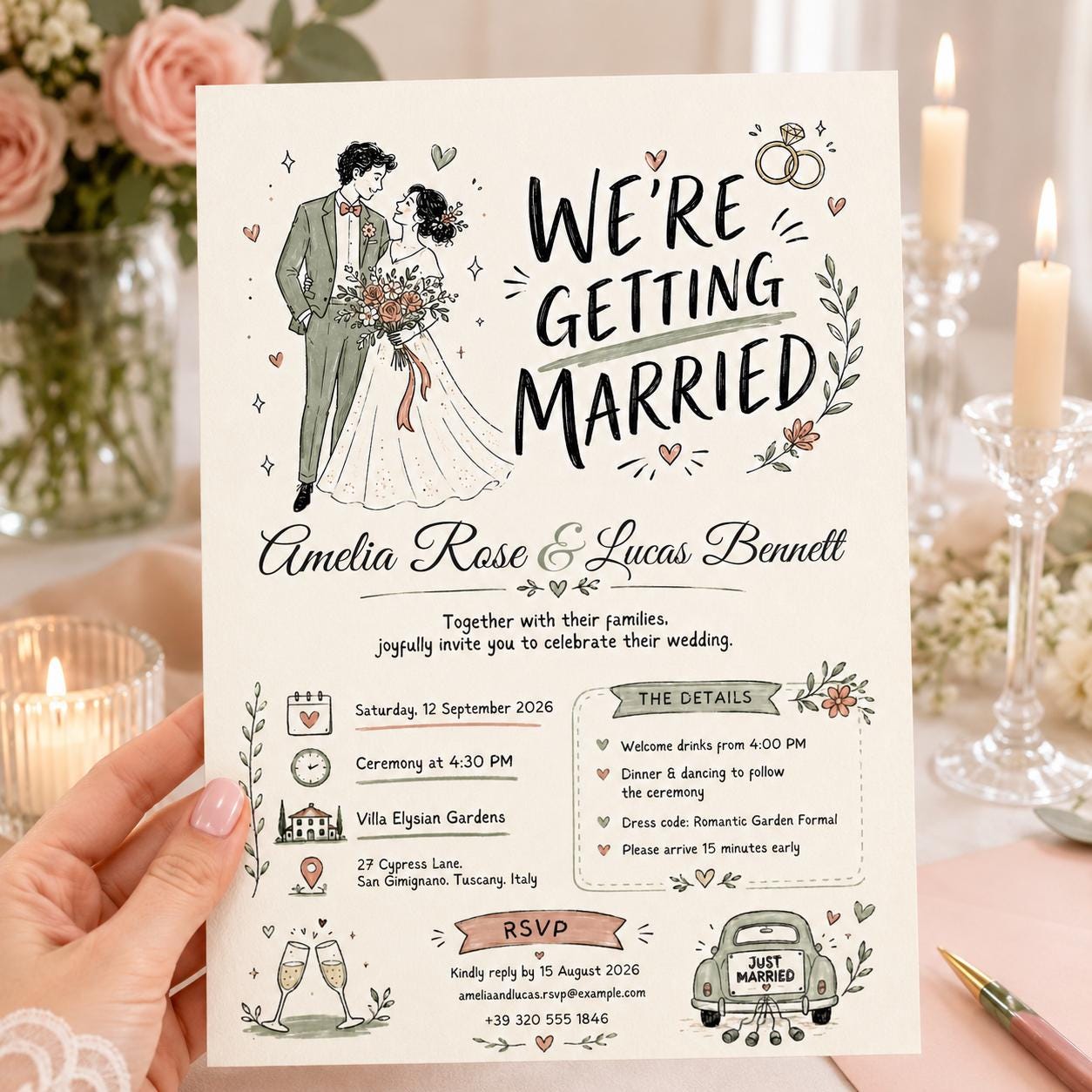 We're Getting Married , Wedding Invitation Template, Editable Canva Design for Any Event, Save the Date Invitation, Canva Template __etsy:8002517552