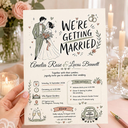 We're Getting Married , Wedding Invitation Template, Editable Canva Design for Any Event, Save the Date Invitation, Canva Template __etsy:8002517552