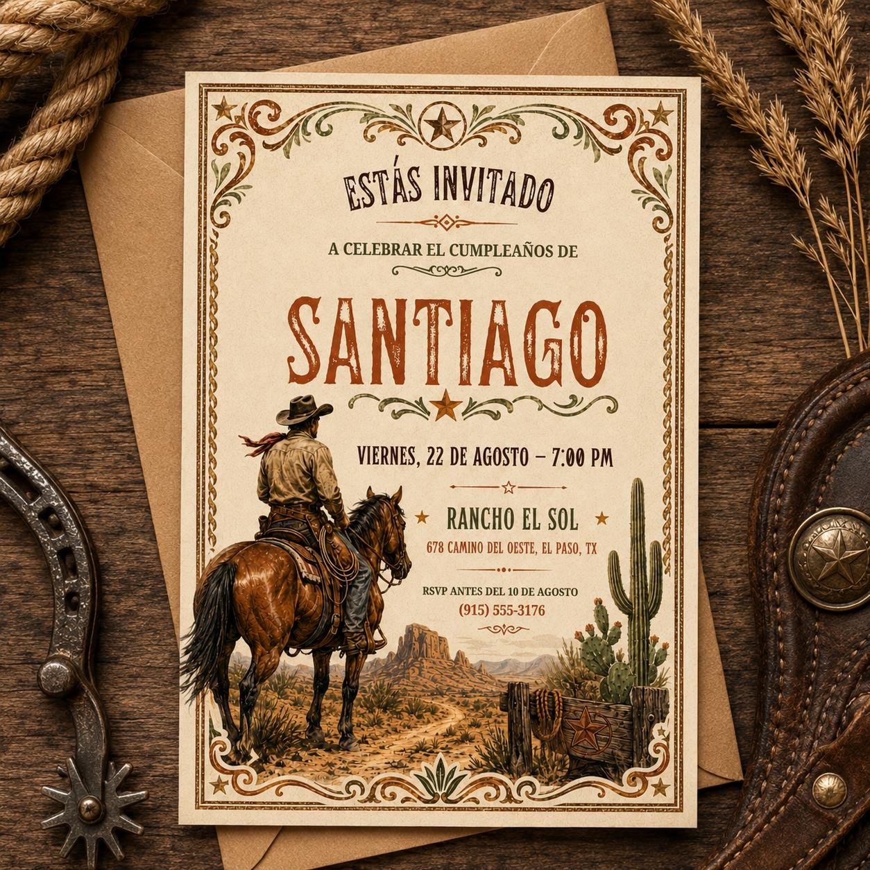 Western Rodeo Birthday Invitation: printable Cowboy Birthday invitation, Rodeo Invitation , Wild West Bday Invite, Editable Canva Template __etsy:8033270088