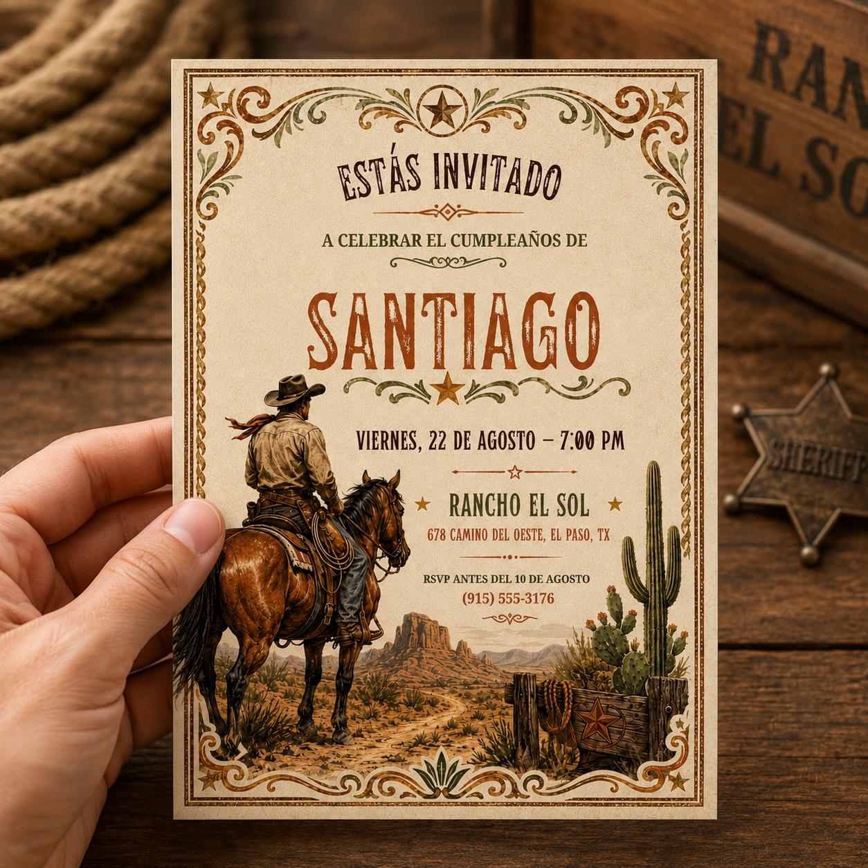Western Rodeo Birthday Invitation: printable Cowboy Birthday invitation, Rodeo Invitation , Wild West Bday Invite, Editable Canva Template __etsy:8033270026