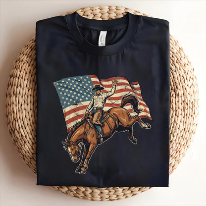 Western 4th of July PNG, Cowboy Rodeo PNG, Bronc Riding Patriotic Design, Bucking Horse Western Graphic Digital Download __etsy:7923755492
