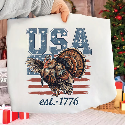 Wild Turkey USA PNG, 4th of July America 250 Hunting Sublimation, Hunting Bird Est 1776 Flag, Red White Blue Hunting, Digital Download __etsy:7929978916