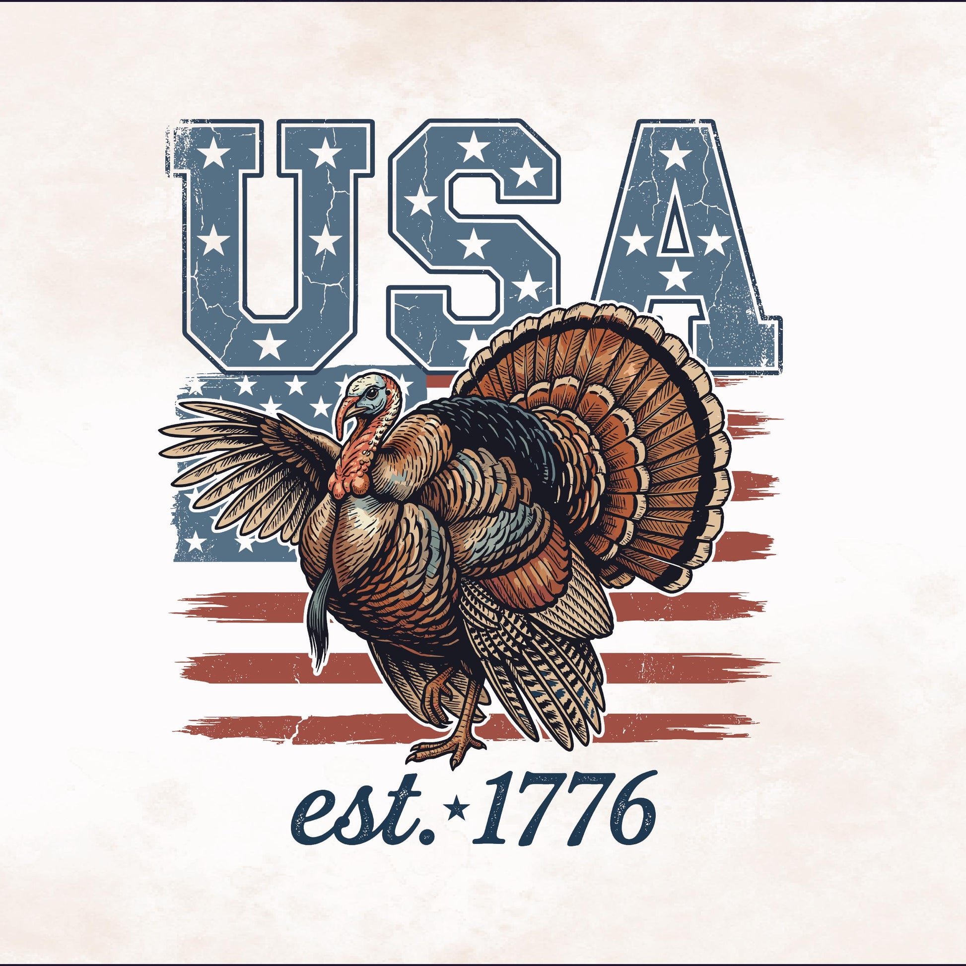 Wild Turkey USA PNG, 4th of July America 250 Hunting Sublimation, Hunting Bird Est 1776 Flag, Red White Blue Hunting, Digital Download __etsy:7977934303