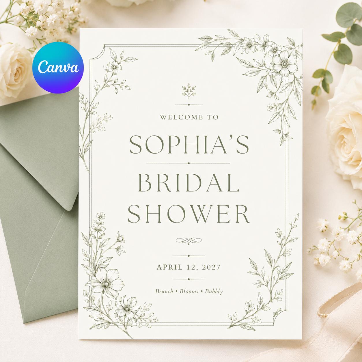 Wildflower Bridal Shower Invitation Template, Editable Floral Garden Party Invite, Printable Boho Bridal Shower Evite, Canva Template __etsy:8068077112