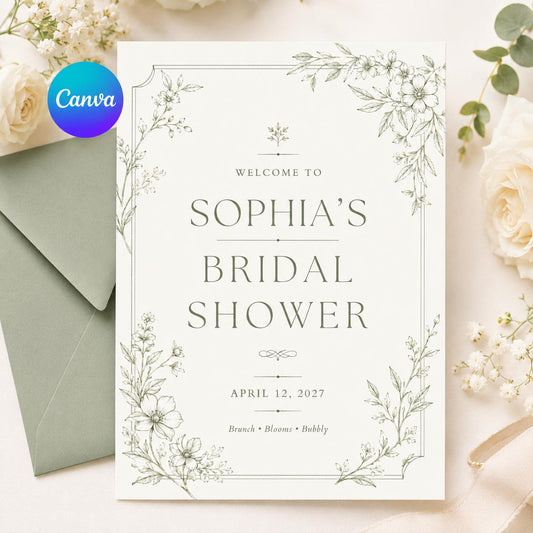 Wildflower Bridal Shower Invitation Template, Editable Floral Garden Party Invite, Printable Boho Bridal Shower Evite, Canva Template __etsy:8068077112
