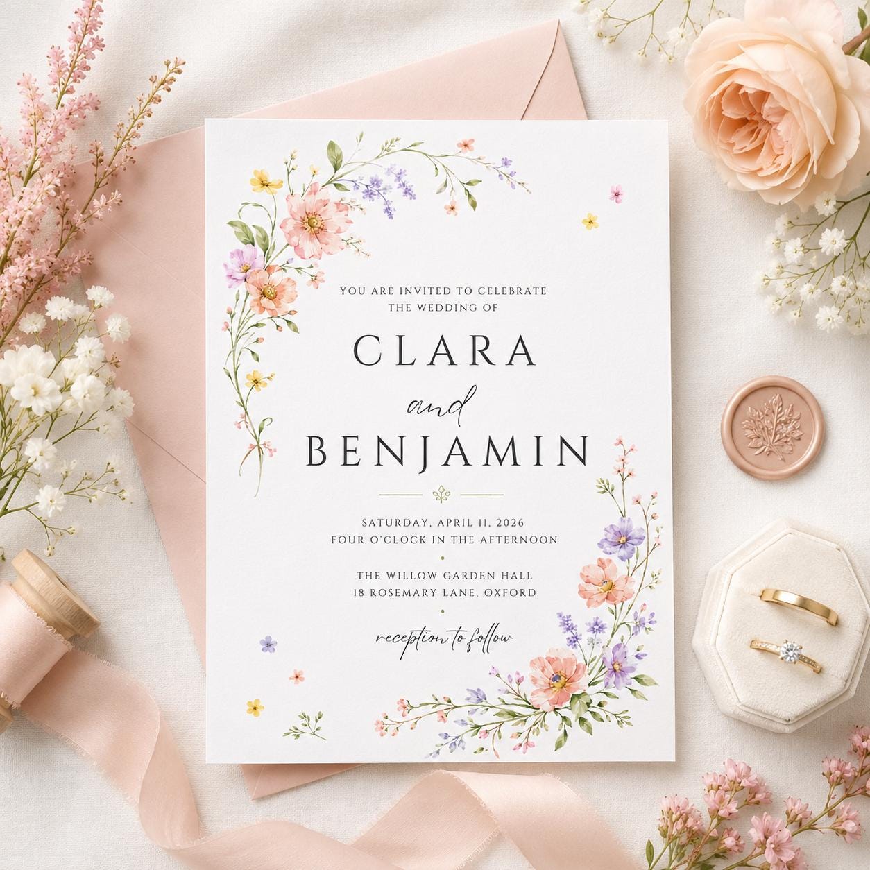Wildflower Bridal Shower Invitation Template, Editable Floral Garden Party Invite, Printable Boho Bridal Shower Evite, Canva Template __etsy:8002117708