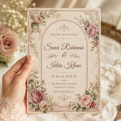 Wildflower Invite Set Vintage Floral Wedding Invitation Suite printable wedding invite boho Floral wedding invitation Garden Wedding Suite __etsy:8053437398