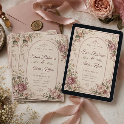 Wildflower Invite Set Vintage Floral Wedding Invitation Suite printable wedding invite boho Floral wedding invitation Garden Wedding Suite __etsy:8053437414