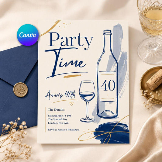 Wine Birthday Invitation, Floral Winery Party, Wine Birthday Party Invite, Winery Celebration Printable Birthday Template, Canva Editable __etsy:8060273450
