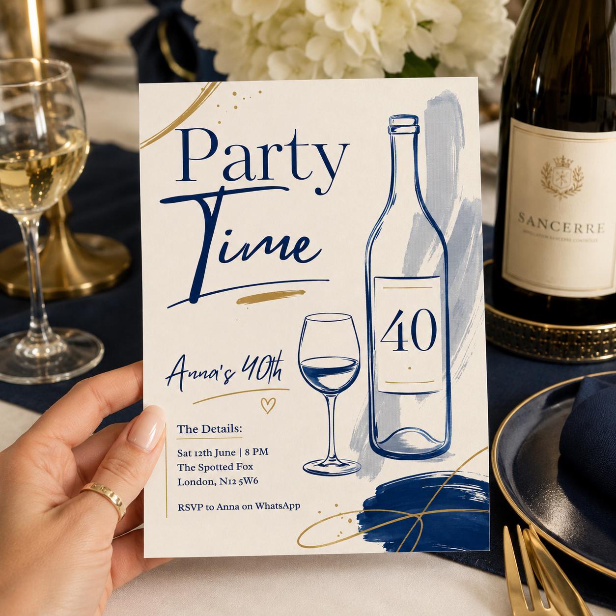 Wine Birthday Invitation, Floral Winery Party, Wine Birthday Party Invite, Winery Celebration Printable Birthday Template, Canva Editable __etsy:8060273436