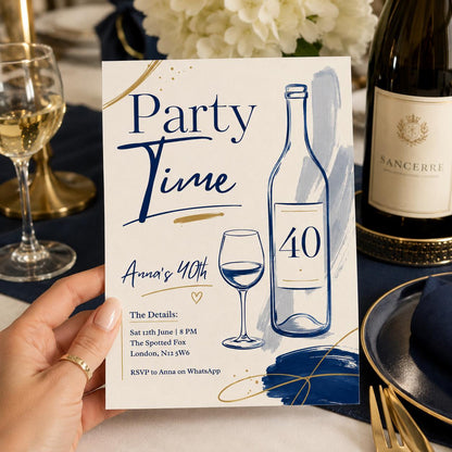 Wine Birthday Invitation, Floral Winery Party, Wine Birthday Party Invite, Winery Celebration Printable Birthday Template, Canva Editable __etsy:8060273436
