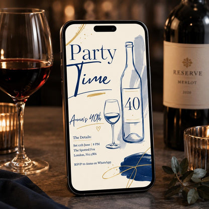Wine Birthday Invitation, Floral Winery Party, Wine Birthday Party Invite, Winery Celebration Printable Birthday Template, Canva Editable __etsy:8108186793
