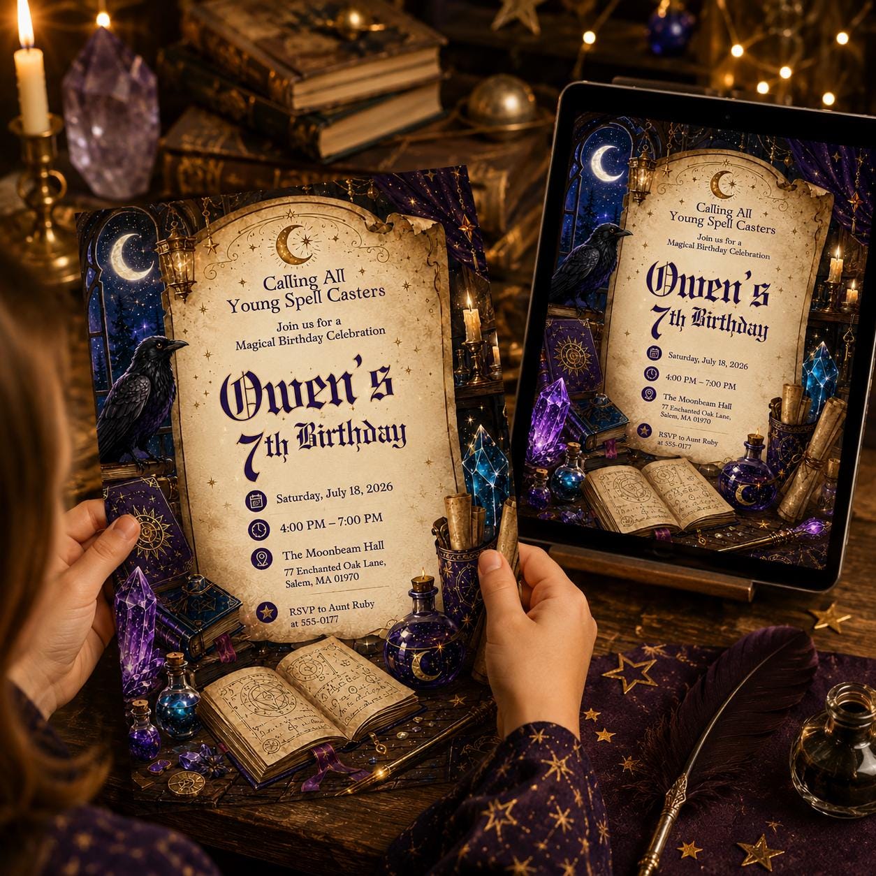Wizard Birthday Invitation Editable Canva Template, Magical Spell Caster Party Invite, Printable Magical Birthday Invitation Template __etsy:8176152897