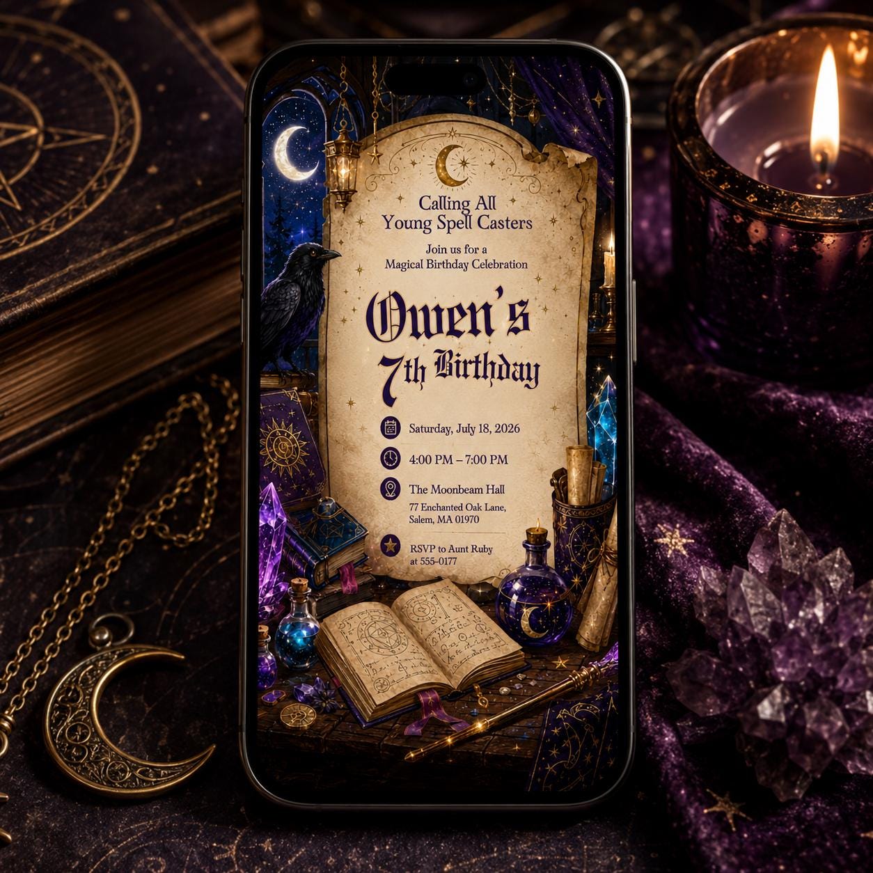 Wizard Birthday Invitation Editable Canva Template, Magical Spell Caster Party Invite, Printable Magical Birthday Invitation Template __etsy:8176152915