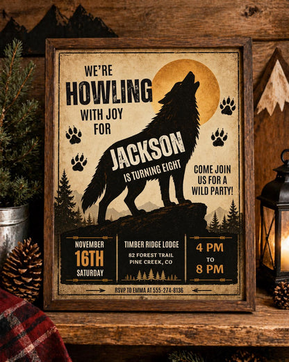 Wolf Birthday Party Invitation Template: Wild Animals Mobile Evite (Digital Download) __etsy:8018060805