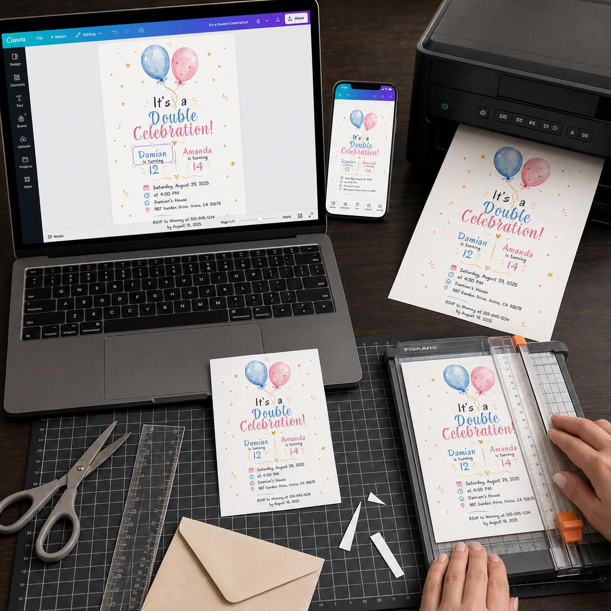 Double Birthday Invitation – Joint Party for Two Kids – Sibling Celebration