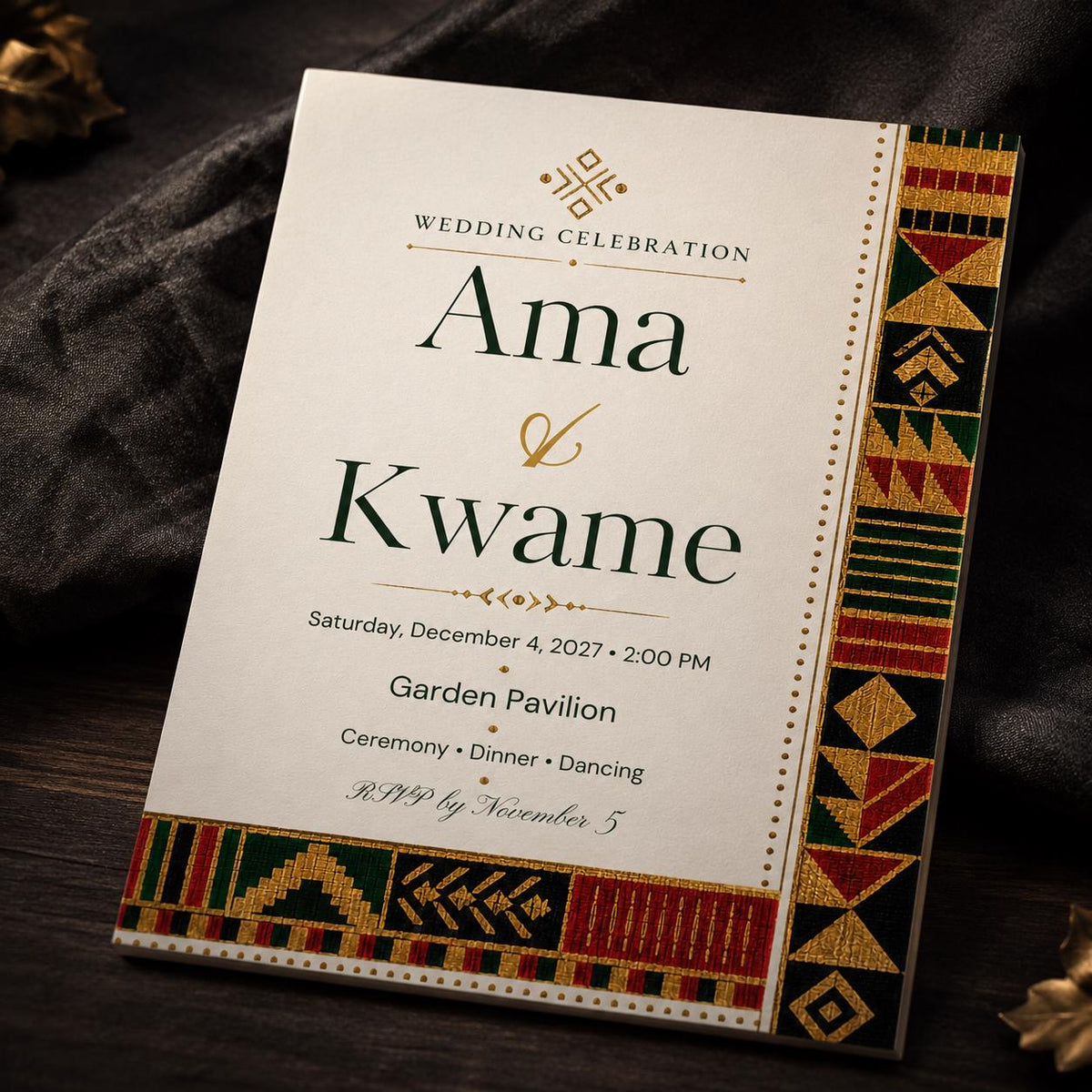 African Kente Wedding Invitation — wedding stationery by VoltBy