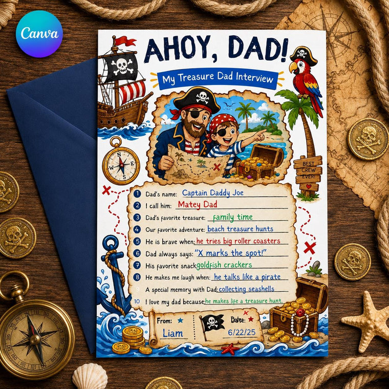 Ahoy Dad Pirate Father's Day Interview Worksheet