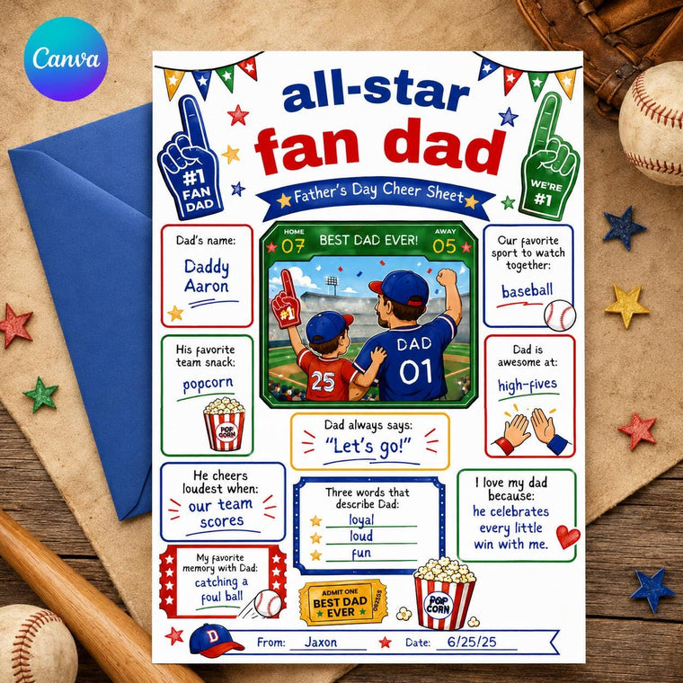 All-Star Fan Dad Father's Day Worksheet