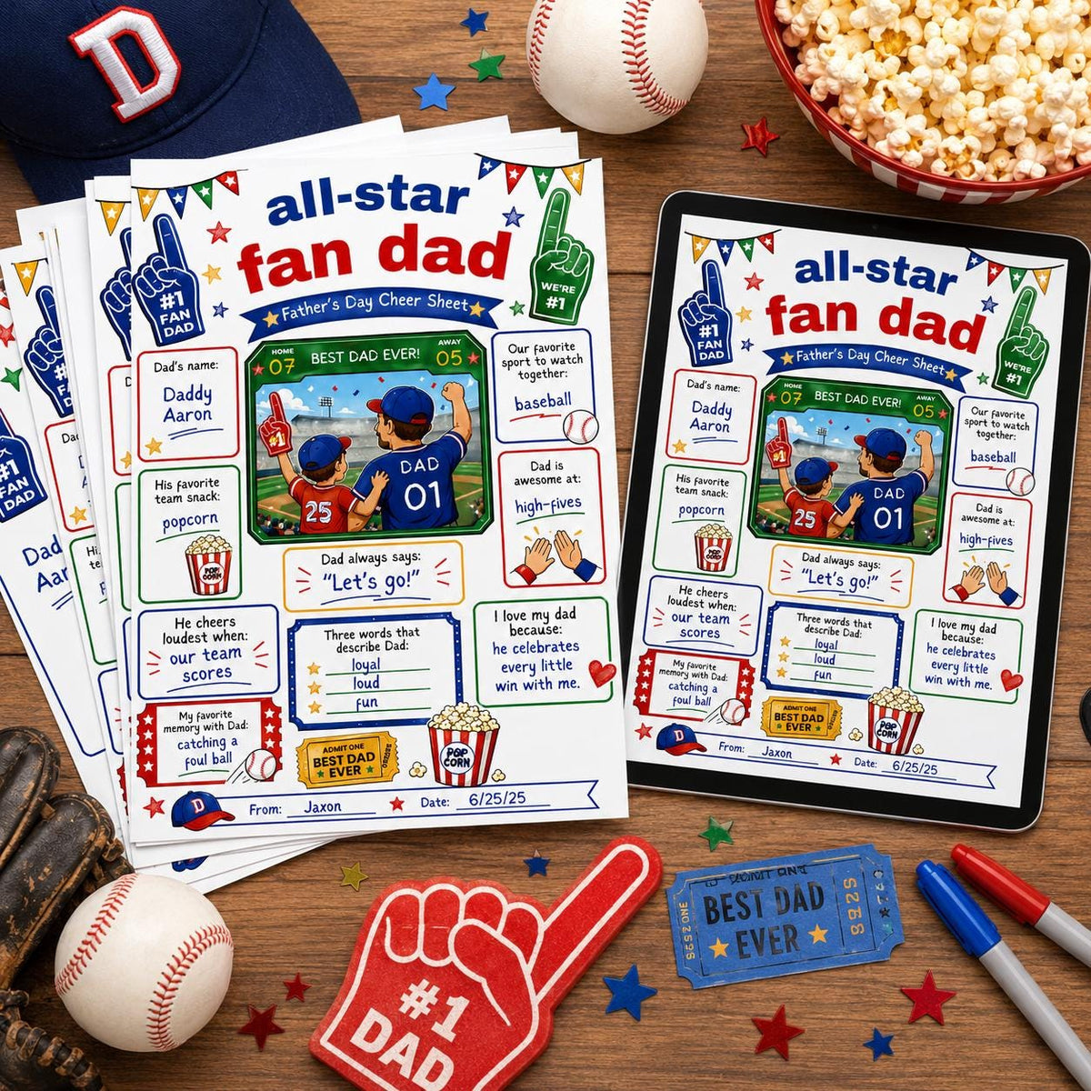All-Star Fan Dad Father's Day Worksheet — sports design