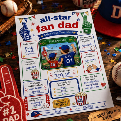 All-Star Fan Dad Father's Day Worksheet — printable worksheet you personalize in Canva