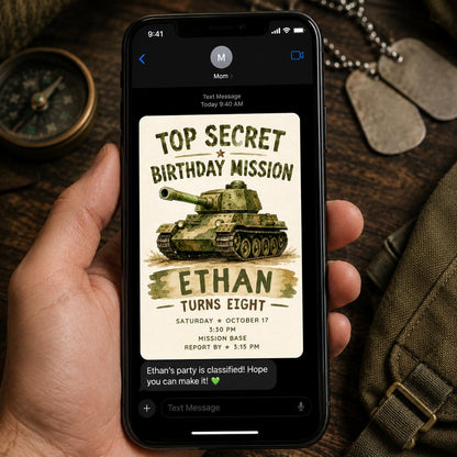 Army 8th Birthday Invitation for Boys — invitation you personalize in Canva