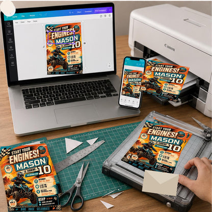 ATV 10th Birthday Invitation for Boys — print-ready 10th birthday party design from VoltBy