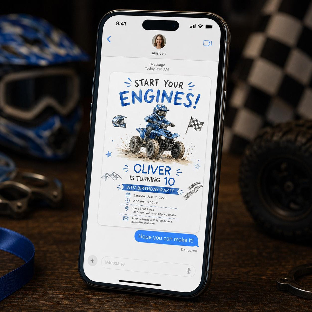 ATV 10th Birthday Invitation — race car design