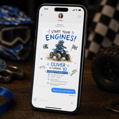 ATV 10th Birthday Invitation — race car design