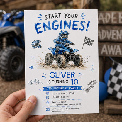ATV 10th Birthday Invitation — invitation you personalize in Canva