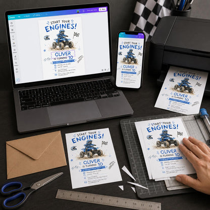 ATV 10th Birthday Invitation — print-ready 10th birthday party design from VoltBy
