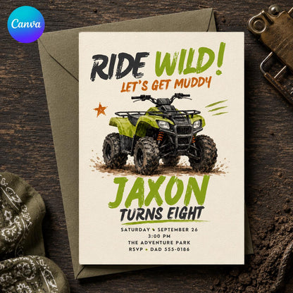 ATV Birthday Invitation — editable Canva template