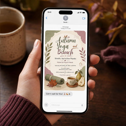 Autumn Yoga Brunch Invitation — digital invitation, instant download