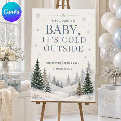 Baby Shower Welcome Sign — editable Canva template