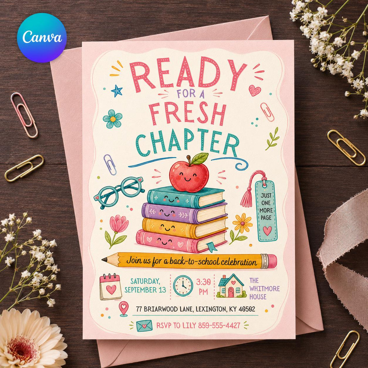 Back to School Invitation — editable Canva template