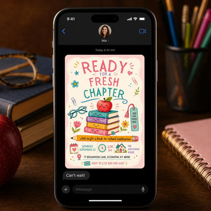 Back to School Invitation — library design