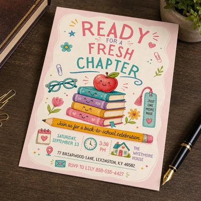 Back to School Invitation — print-ready back-to-school event design from VoltBy