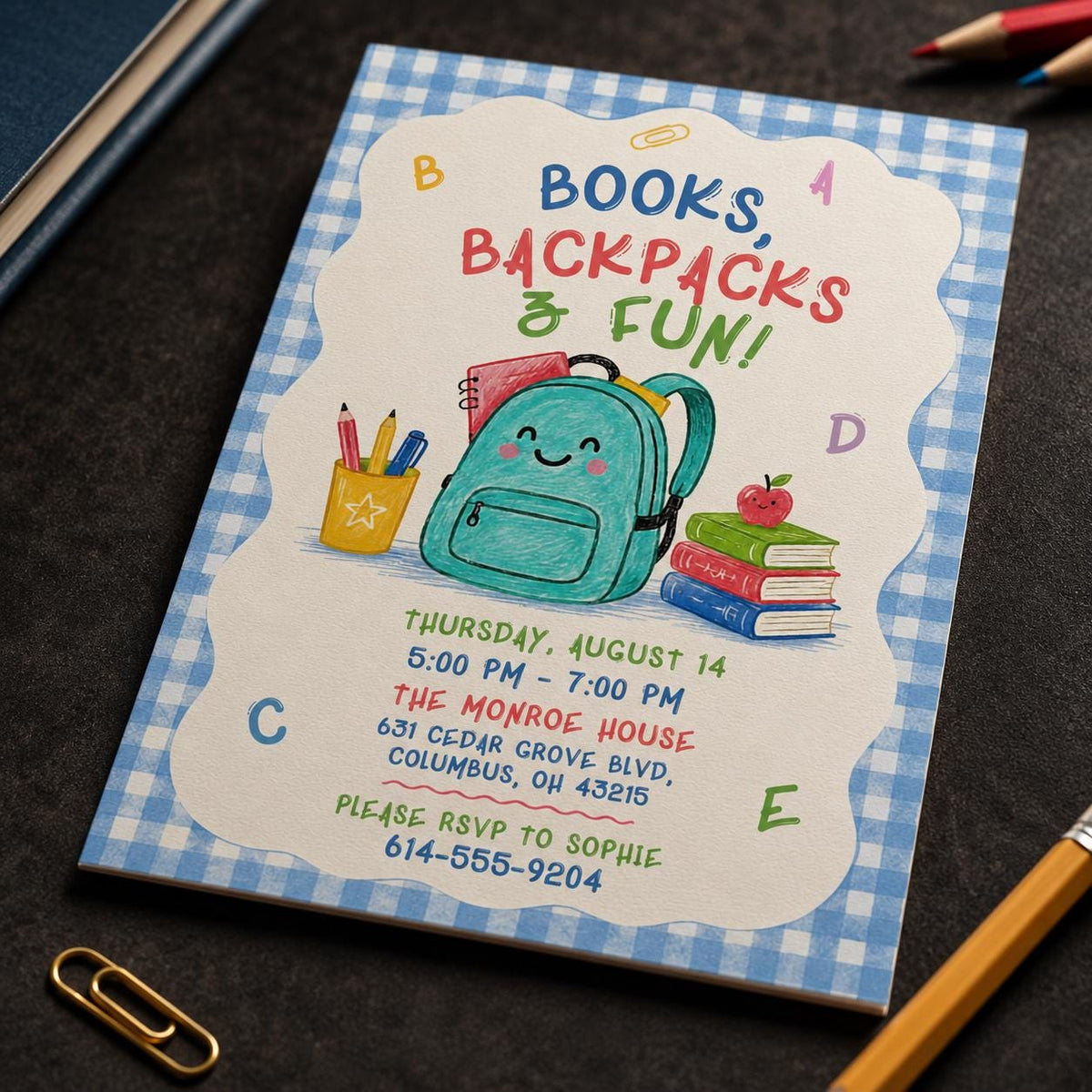 Back to School Party Invitation — library design