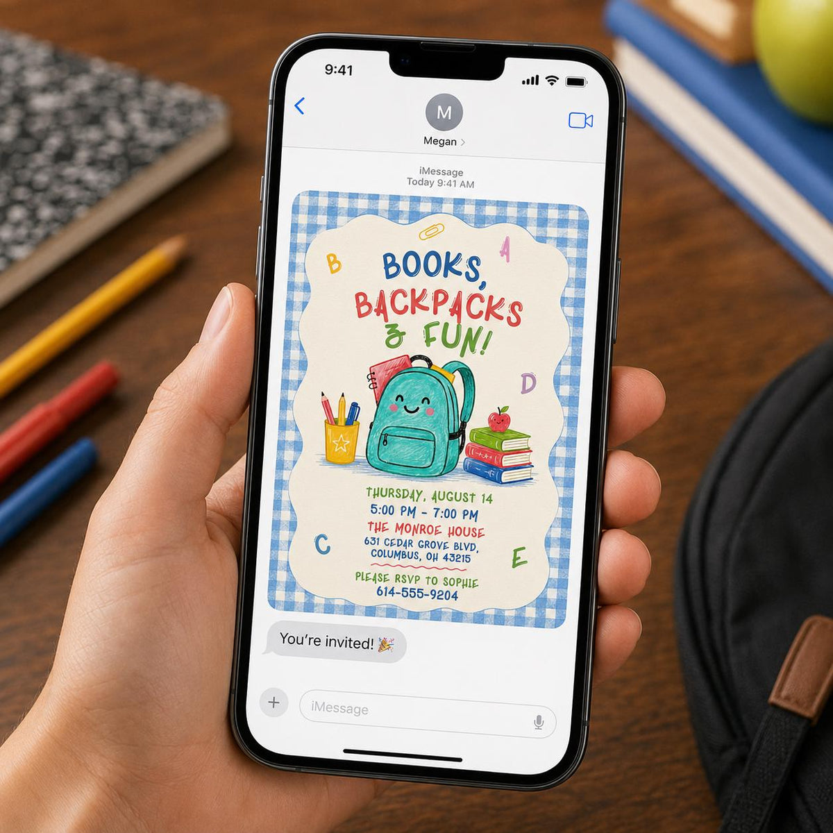 Back to School Party Invitation — invitation you personalize in Canva