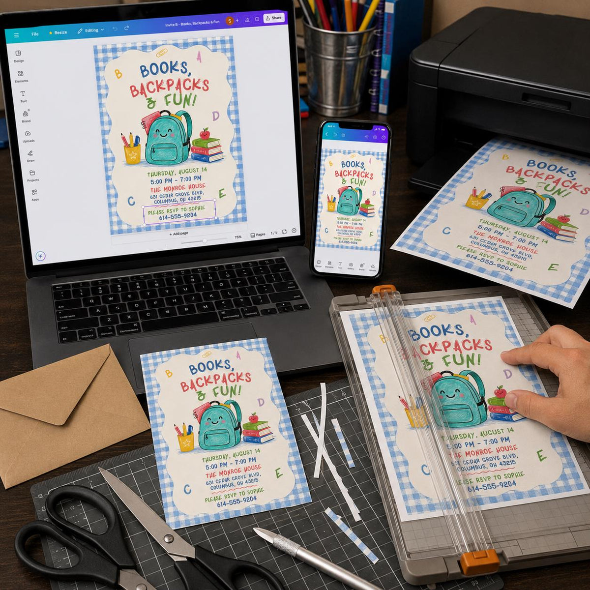 Back to School Party Invitation — digital invitation, instant download