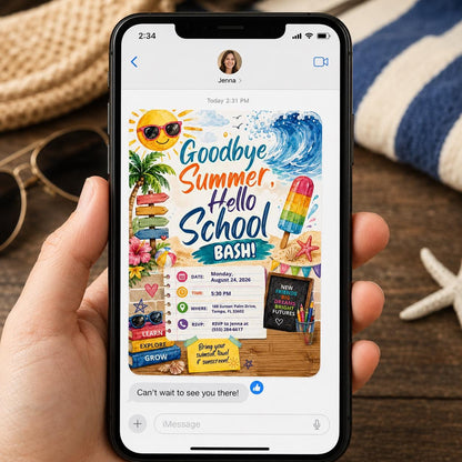 Back to School Pool Party Invitation: Goodbye Summer Hello School Bash — invitation you personalize in Canva