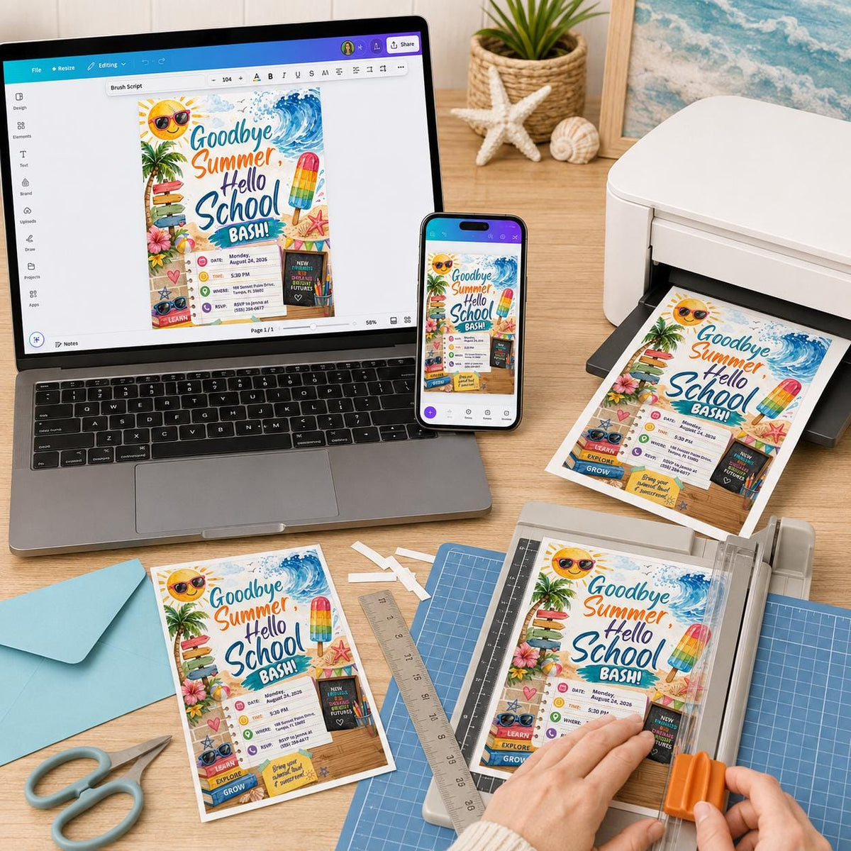 Back to School Pool Party Invitation: Goodbye Summer Hello School Bash — digital invitation, instant download