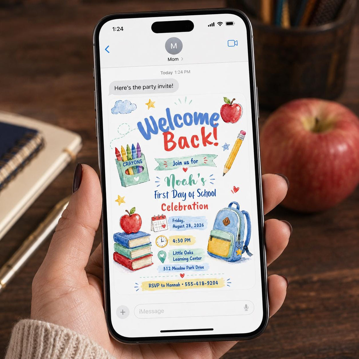 Backpack Back to School Party Invitation — library design
