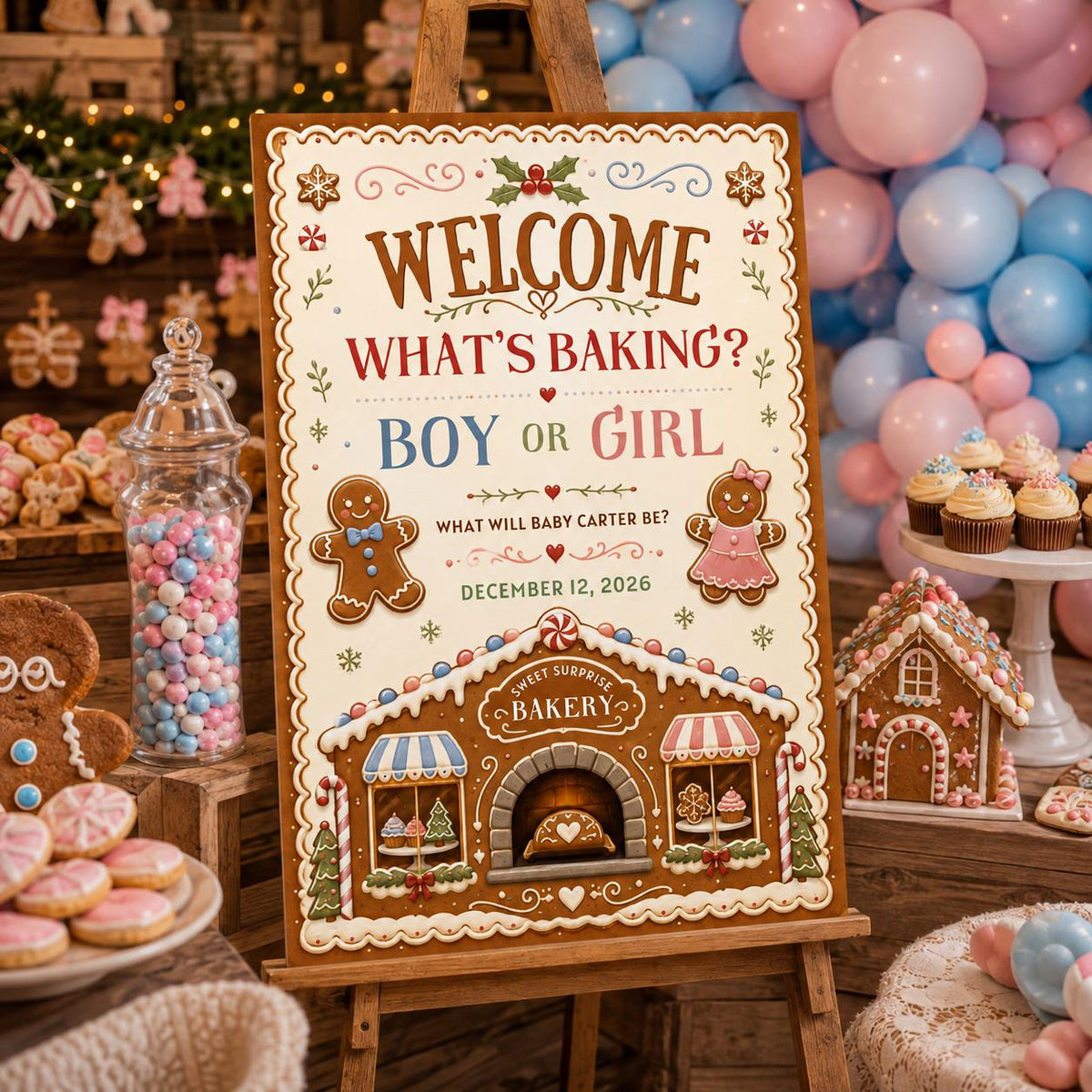 Baking Gender Reveal Welcome Sign for Girls — digital welcome sign, instant download