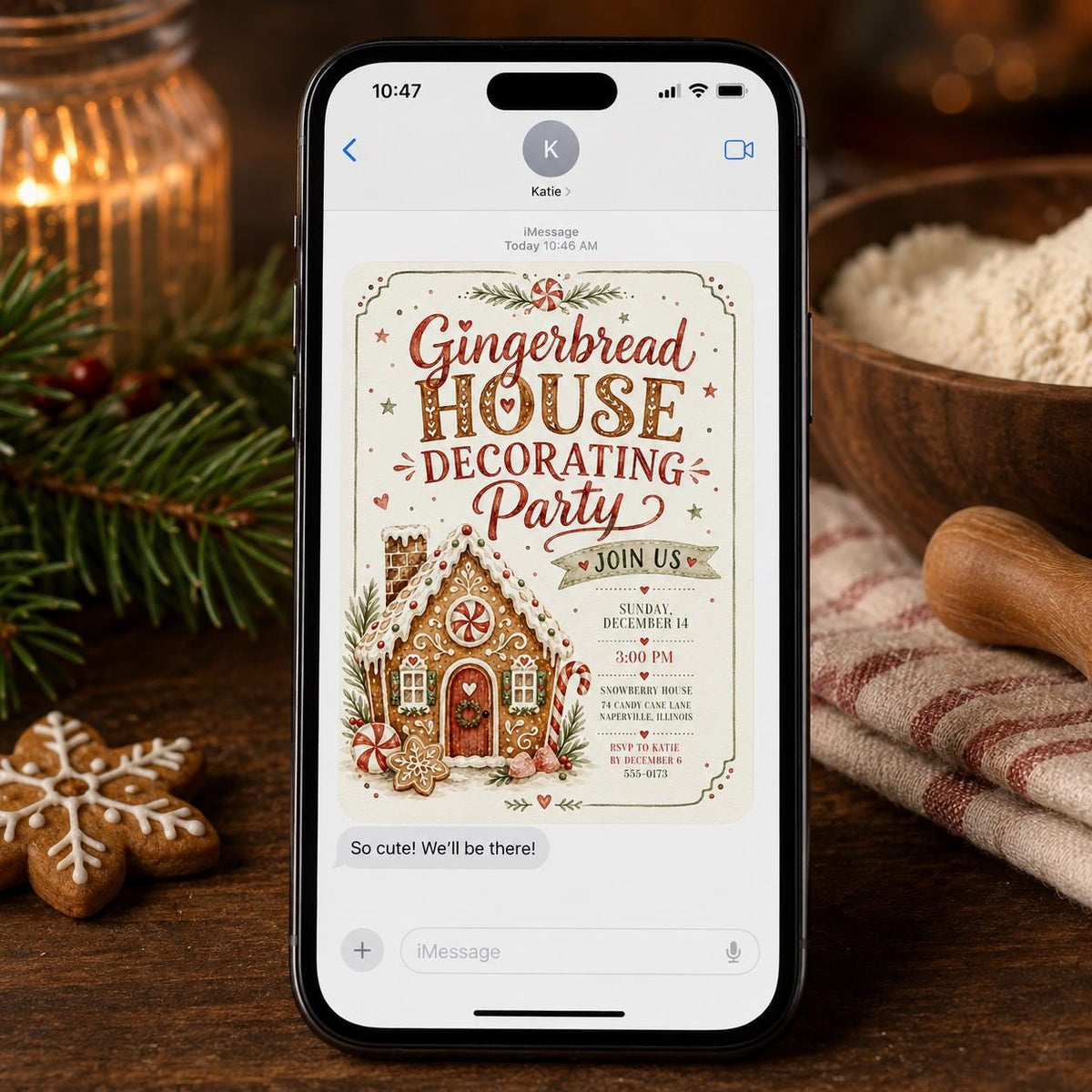 Baking Gingerbread House Decorating Party Invitation — invitation you personalize in Canva